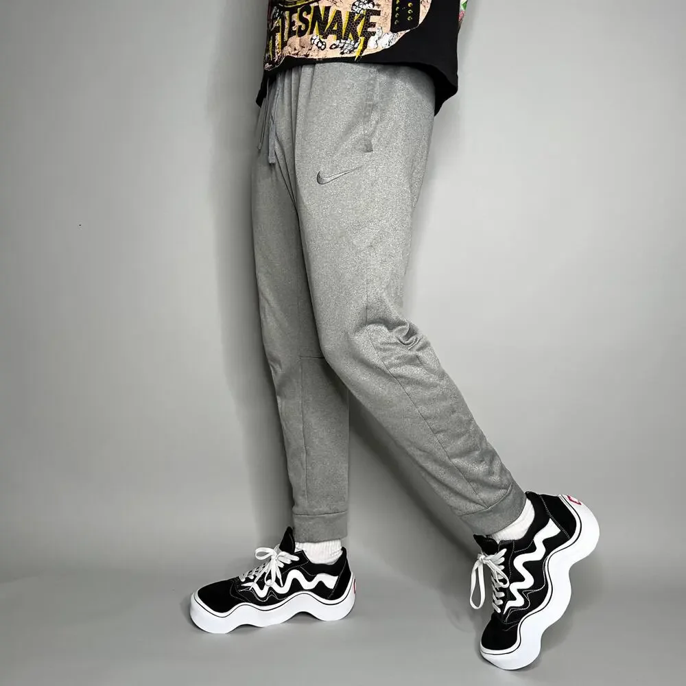 Vintage Y2K Nike Joggers Mens M Grey Polyester Sweatpants Embroidered Swoosh